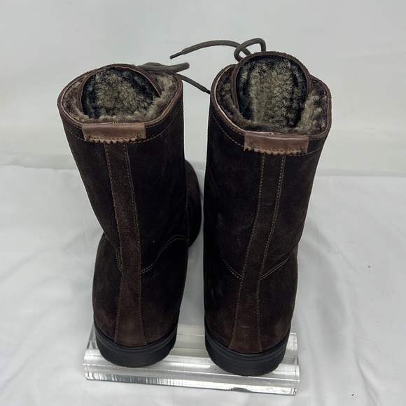 Men’s Sz 9.5 Brown Suede Full Fur Lined Lace Up Lug Boots main image 7
